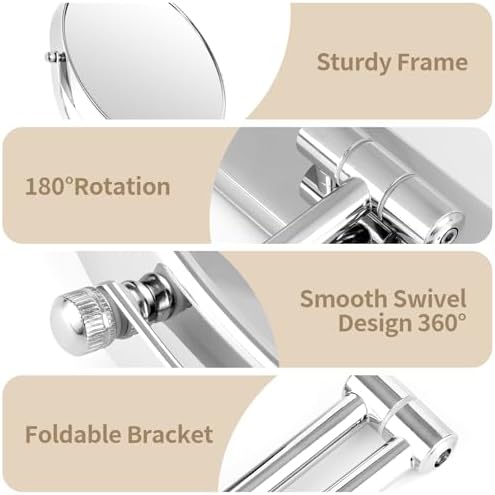 BTremary 9-inch 7X Swivel Wall Mirror for Grooming