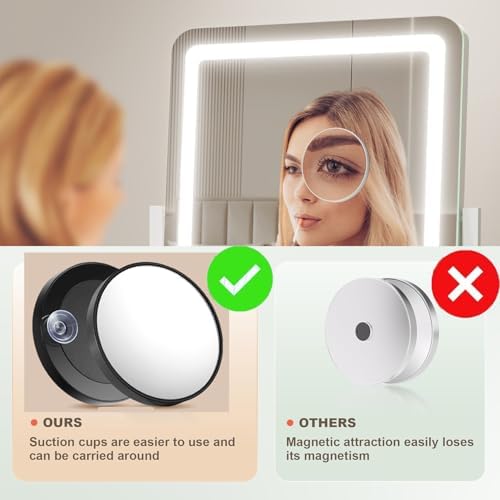 Gvnkvn Makeup Vanity Mirror With Smart Lighting 360 Rotation 10X Magnification