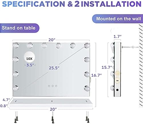 Vanity Mirror with Bright Flurable LED Lights - For Home Beauty Lovers