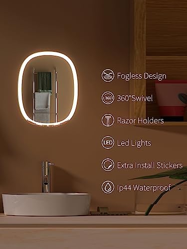 Fogless 360 Shower Mirror with Led Light