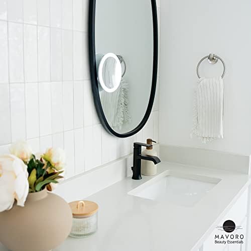 Travel-Friendly 10x Magnifying Mirror with LED Lighting and Strong Suction