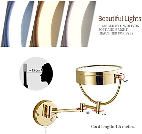 Polished 8-Inch Wall-Mounted Vanity Mirror with LED Light