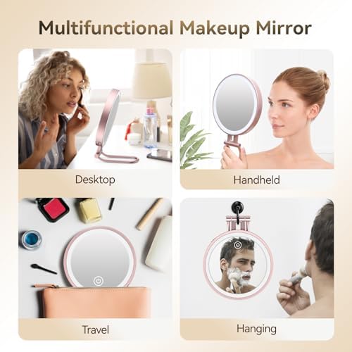 IMIKona Travel Makeup Mirror with Lights 10X Magnifying 3000mAh Rechargeable