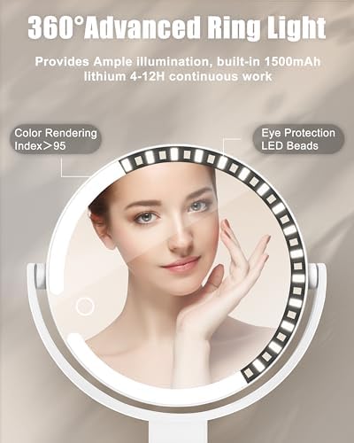 Magnifying Mirror with suction cup triple modes for bathroom and travel