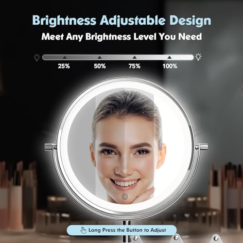 8-inch Double-Sided Wall-Mounted Makeup Mirror with Rechargeable Battery