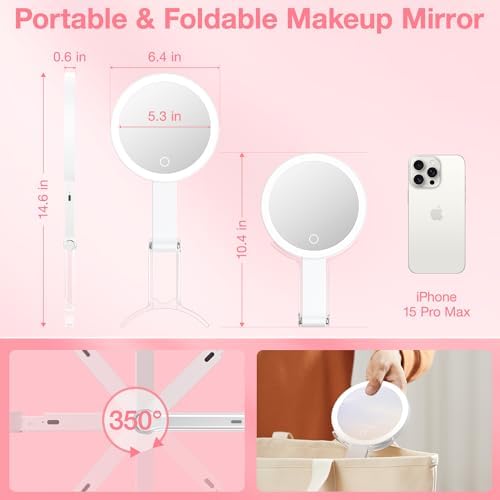 Stylish 3-in-1 Magnifying Mirror for Compact Travel Use