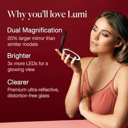 Fancii LED Lighted Travel Makeup Mirror 10x Magnification Rose Gold