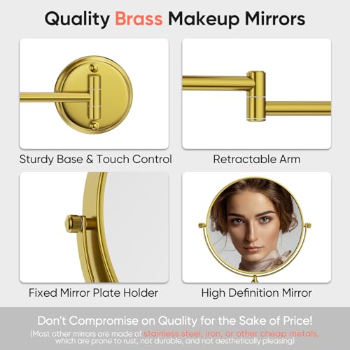 GURUN 8 Wall-Mounted Makeup Mirror with 10X Magnification