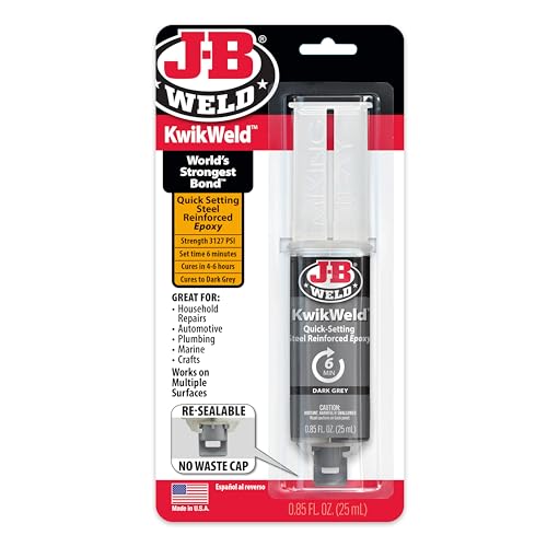 KwikWeld Steel Reinforced Epoxy Syringe - Fast-Setting Dark Grey 25ml