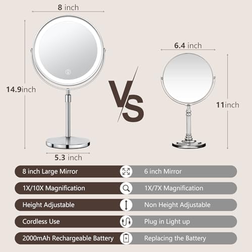Double-Sided 10x Large Makeup Mirror