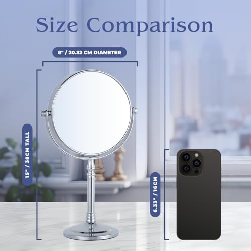 Large Double-Sided 10X Makeup Mirror with Stand