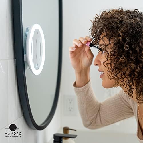 Travel-Friendly 10x Magnifying Mirror with LED Lighting and Strong Suction