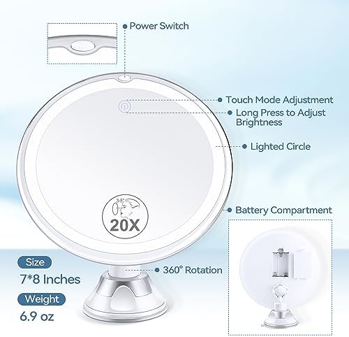 20X Magnifying Beauty Mirror with Lights