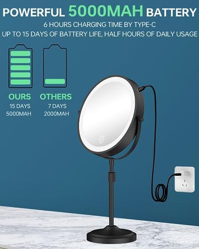 Adjustable 86 Double-Sided Makeup Mirror with Rechargeable LED Lights