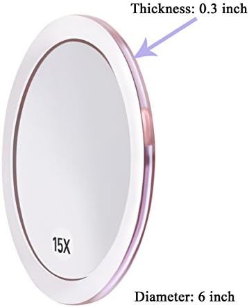 Precision makeup mirror with 15x magnification