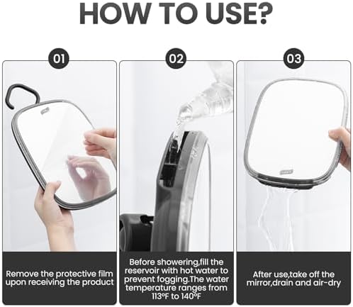 TAILI Fogless Shower Mirror for Shaving Shatterproof and Portable