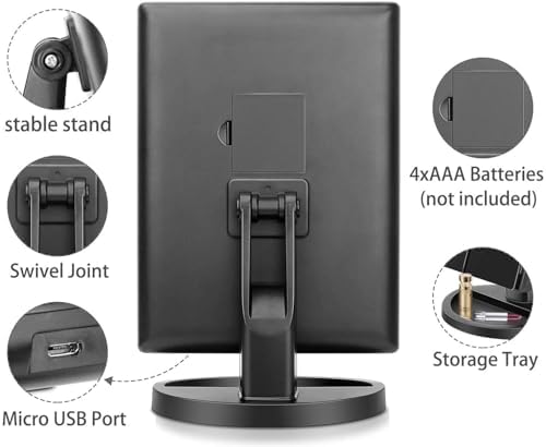 Compact Stylish 3x2x Magnifying Vanities with Touch Screen Light Black