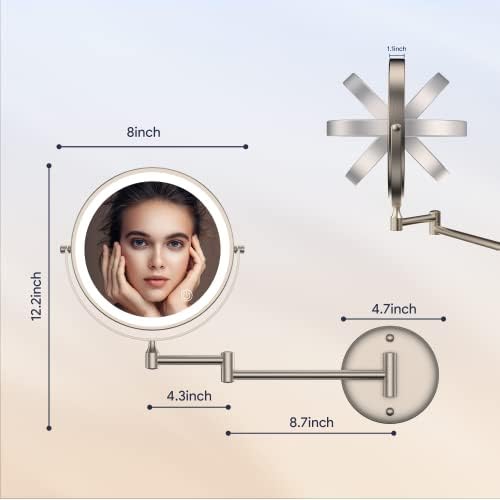 Rocollos Wall-Mounted Lighted Makeup Mirror Rechargeable and Easy to Use