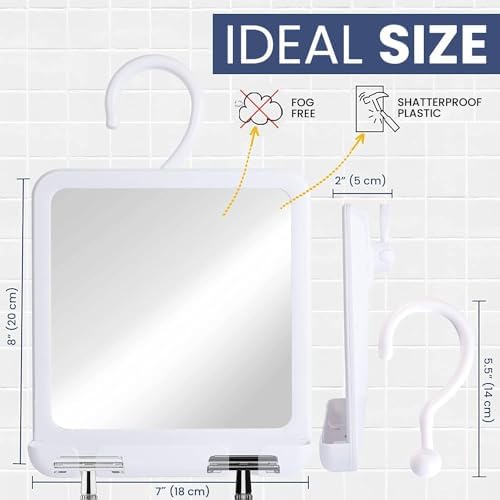 MirrorVana Dual Anti-Fog Shower Mirror - 8x7 White