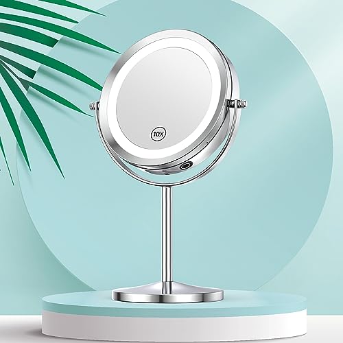 Womens 10x Magnifying Makeup Mirror with LED Lights