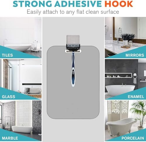 Anti-Fog Shower Mirror Crystal Clear Razor Holder Impact Resistant