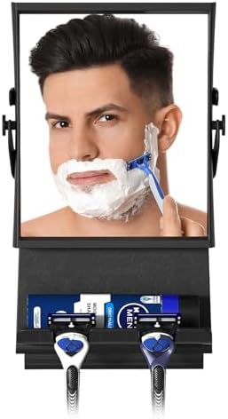 Fogless Dual-Sided Shaving Mirror with Anti-Fog Technology - Black