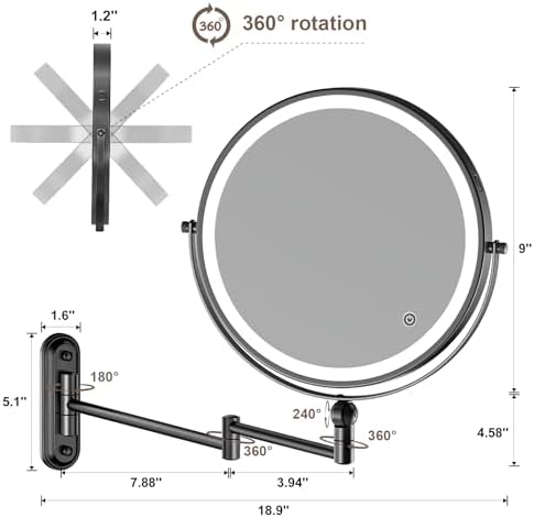 9-Inch Wall-Mounted Makeup Mirror