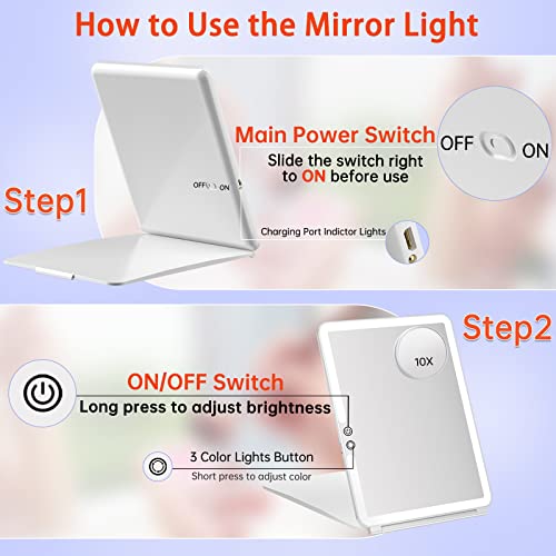 FUNTOUCH 10x75 Portable Travel Makeup Mirror