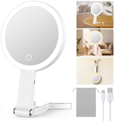 Stylish 3-in-1 Magnifying Mirror for Compact Travel Use