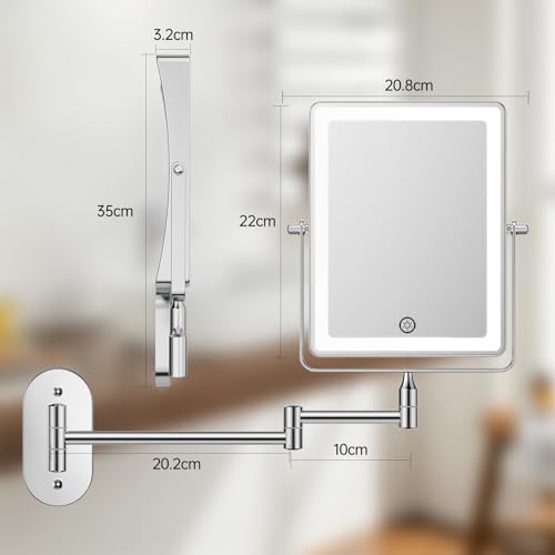 FASCINATE Japanese-Style Rechargeable Wall-Mounted Makeup Mirror