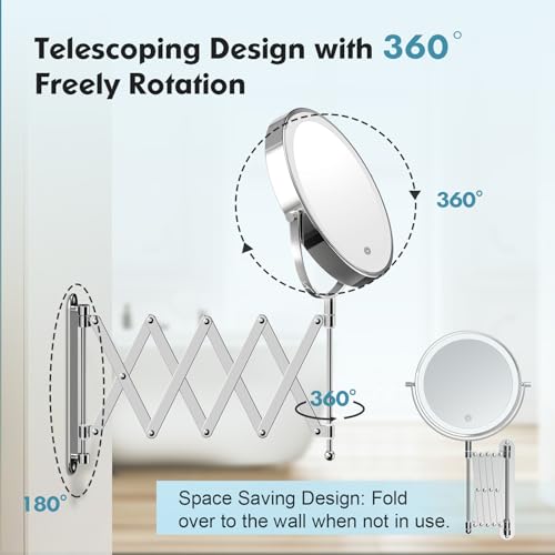 8-inch Double-Sided Wall-Mounted Makeup Mirror with Rechargeable Battery