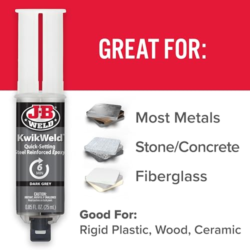 KwikWeld Steel Reinforced Epoxy Syringe - Fast-Setting Dark Grey 25ml