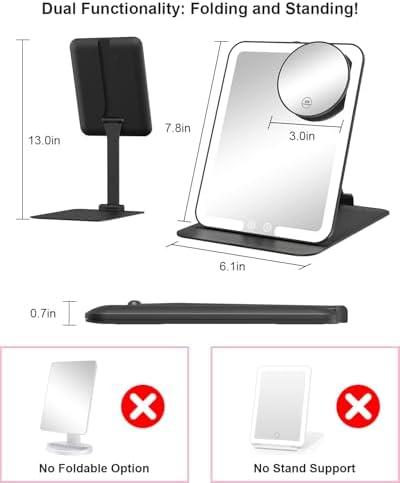 Gospire Travel Makeup Mirror with Rechargeable Light
