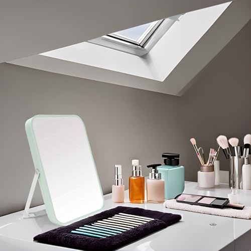 YEAKE 8-Inch Portable Folding Makeup Mirror with Metal Stand Green