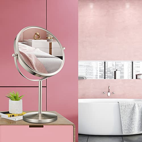 ALHAKIN 10x Magnifying Makeup Mirror Compact with 360 Swivel Anti-Slip Base