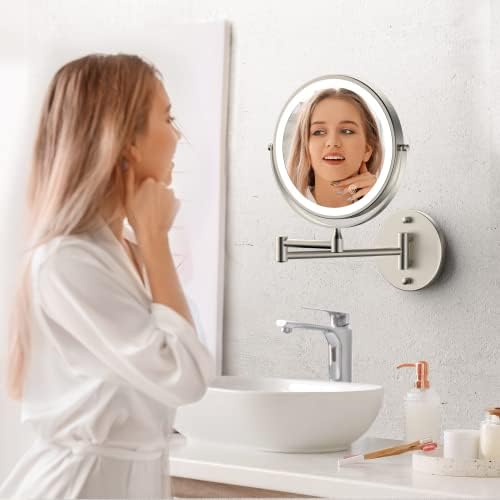 Rocollos Wall-Mounted Lighted Makeup Mirror Rechargeable and Easy to Use