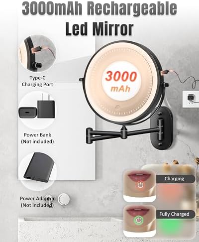 Wall-Mounted Lighted Magnifying Makeup Mirror