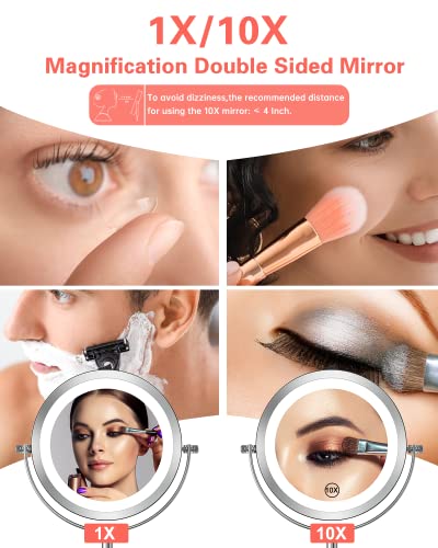 Womens 10x Magnifying Makeup Mirror with LED Lights
