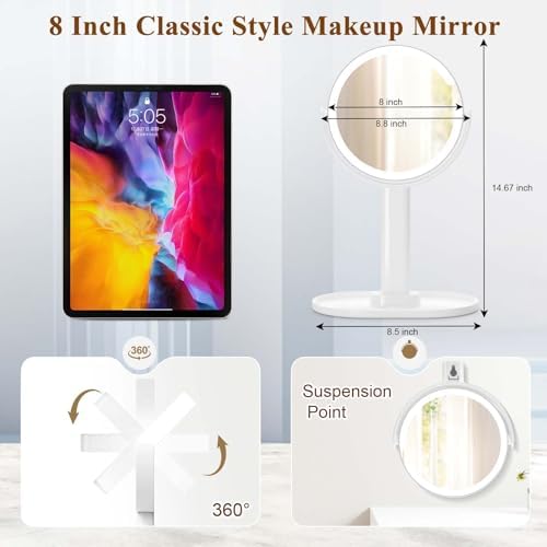 Lighted Makeup Mirror with 1X10X Magnification