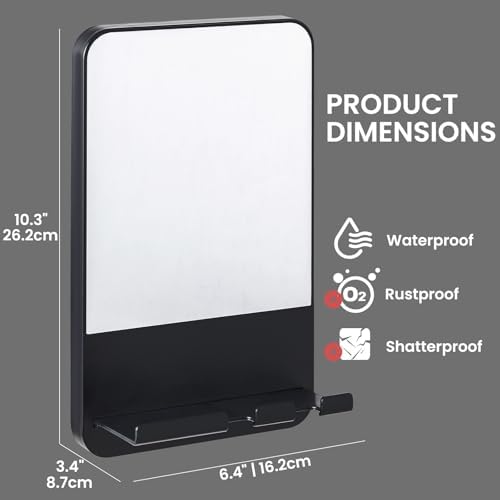 Fogless Essential shower mirror suction removable