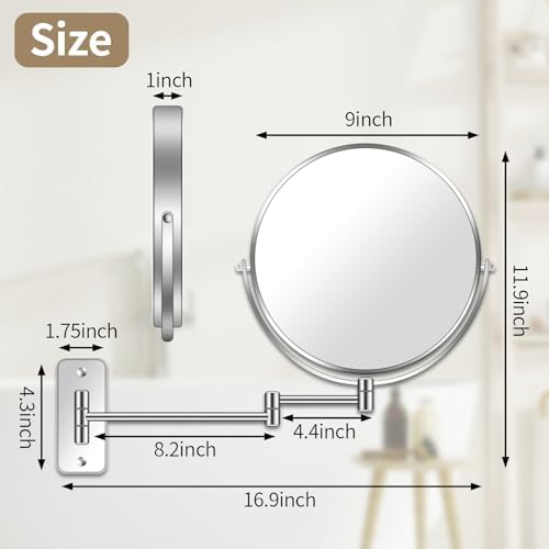 BTremary 9-inch 7X Swivel Wall Mirror for Grooming