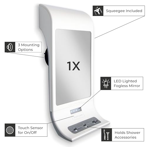 Fog-Free LED Shower Mirror with Secure Mount