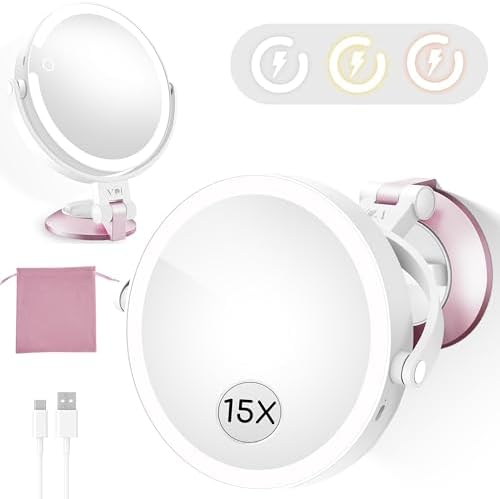 Magnifying Mirror with suction cup triple modes for bathroom and travel