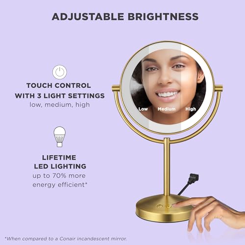 Conair Lighted Makeup Mirror Stylish Corded with 10X Magnification