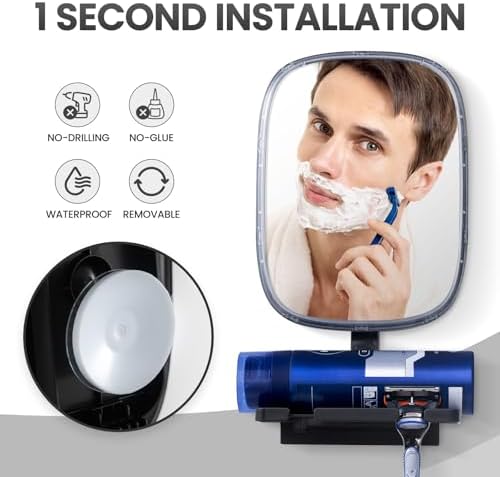 Fog-Free shower mirror with Razor Holder for Shaving