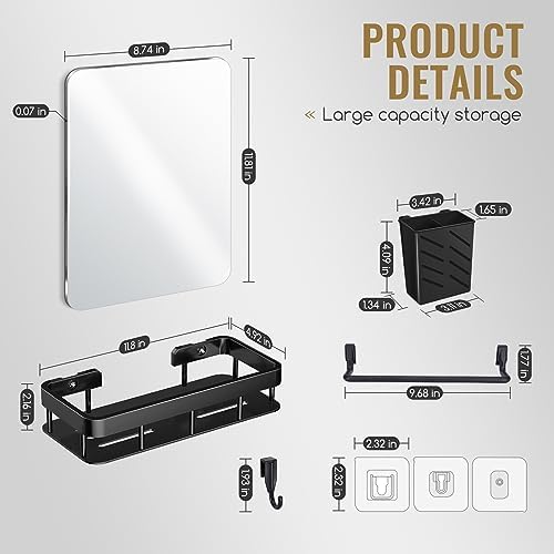 Fog-Free Shave Mirror with Storage Caddy 1182x87