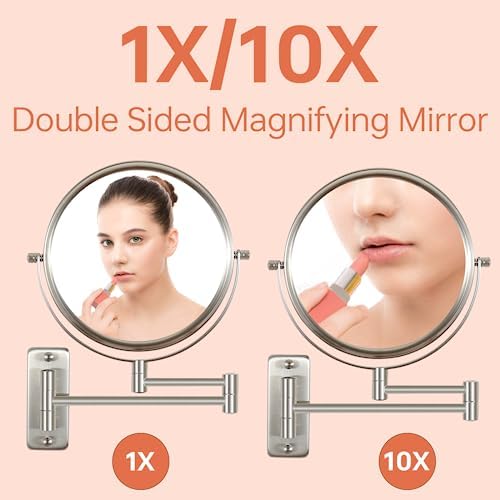 Versatile 8 Wall-Mounted Makeup Mirror with 10X Magnification