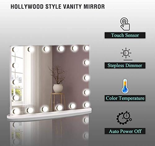 LUXFURNI Hollywood Vanity Mirror 26x21 Inch