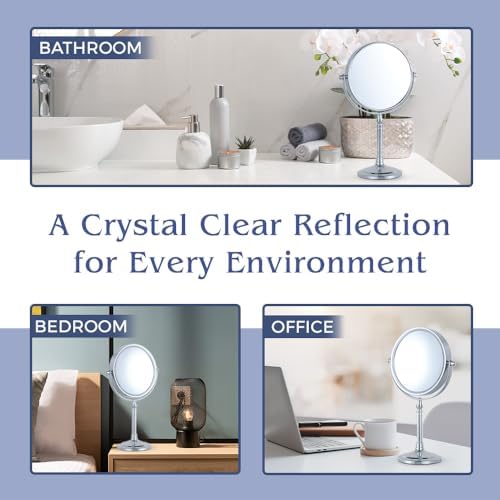 Large Double-Sided 10X Makeup Mirror with Stand