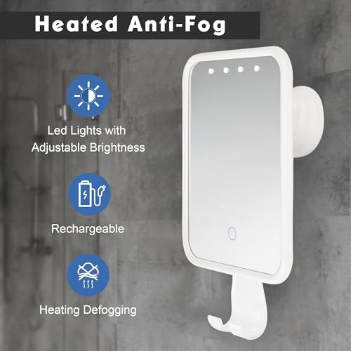 FANDENINI Heated Fogless Shower Mirror with LED Lights